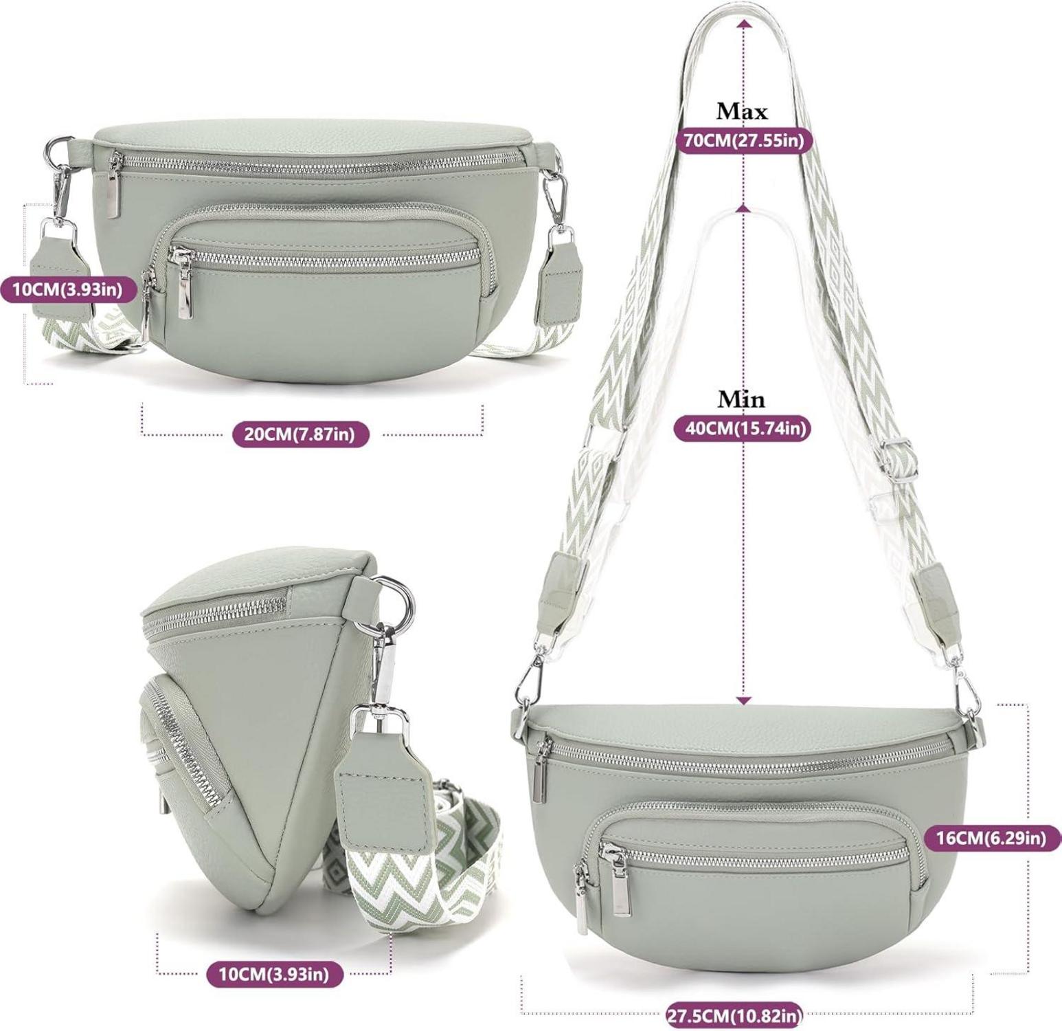 Kleine Umhängetasche Damen Beige Gürteltasche Vegan Leder