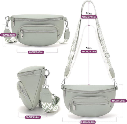 Kleine Umhängetasche Damen Beige Gürteltasche Vegan Leder