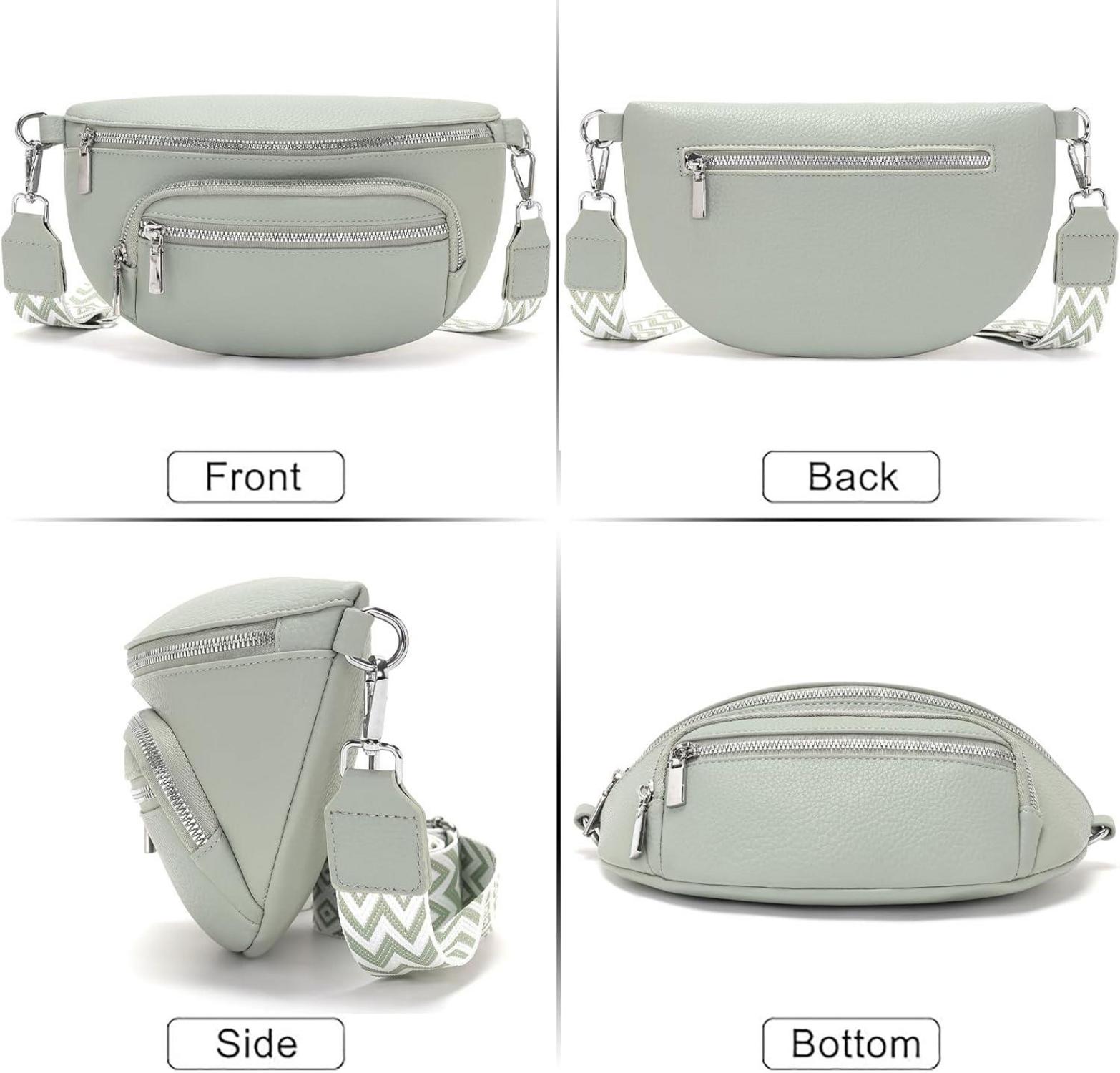 Kleine bauchtasche beige Damen Umhängetasche vegan Leder Gürteltasche