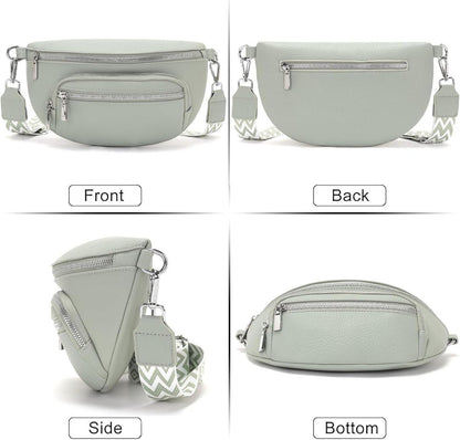 Kleine bauchtasche beige Damen Umhängetasche vegan Leder Gürteltasche