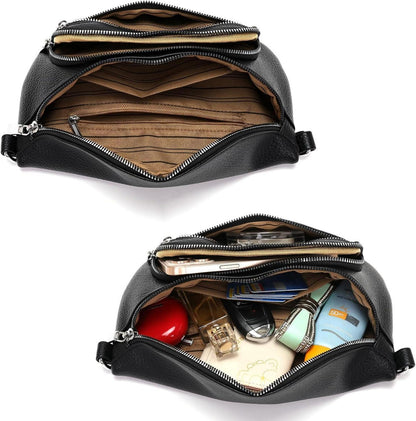 Sasrymnl Damen Bauchtasche Beige Umhängetasche Klein Gürteltasche Leder