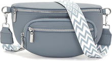 Kleine Damen Bauchtasche Beige Vegan Leder Crossbody Bag