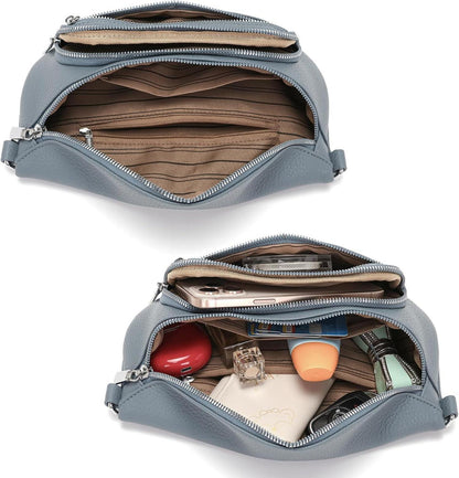 Kleine Damen Bauchtasche Beige Gürteltasche Veganes Leder Umhängetasche