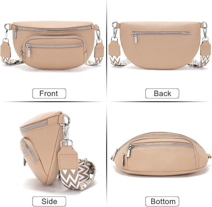 Kleine Damen Umhängetasche Gürteltasche Vegan Leder 4 Fächer Sasrymnl