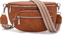 Kleine Beige Bauchtasche Damen Vegan Leder Umhängetasche