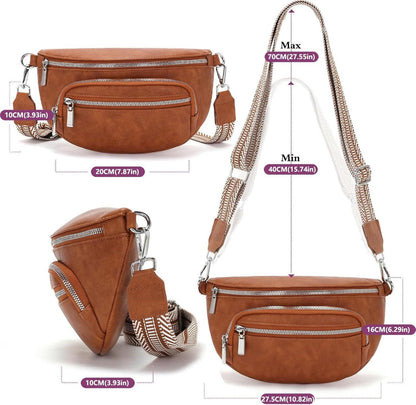 Kleine Beige Bauchtasche Damen Vegan Leder Umhängetasche