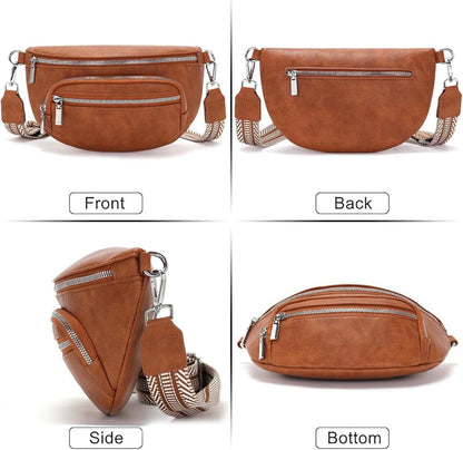 Kleine Bauchtasche Damen Beige Umhängetasche Klein Vegan Leder