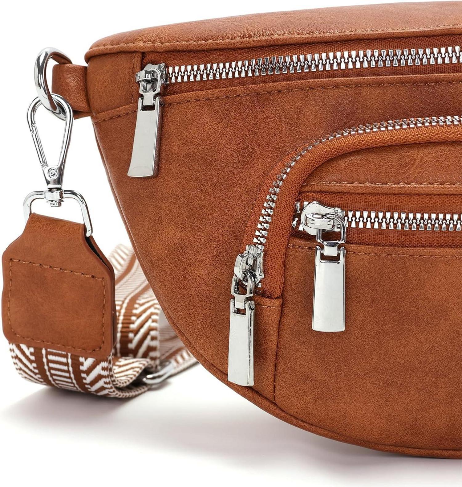 Kleine Damen Umhängetasche Beige Vegan Leder Gürteltasche Tasche