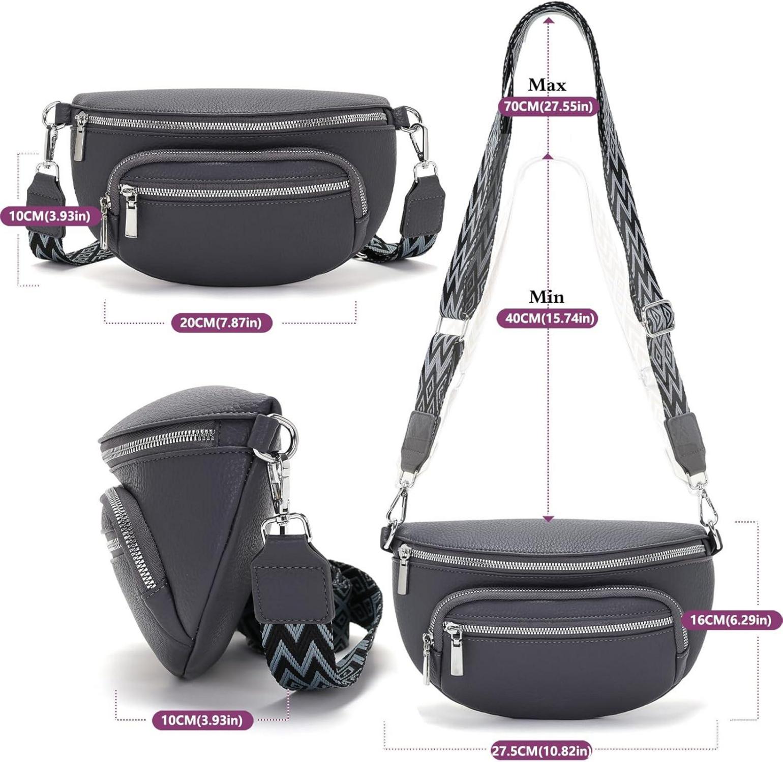 Kleine Damen Bauchtasche Vegan Leder Umhängetasche Crossbody Bag