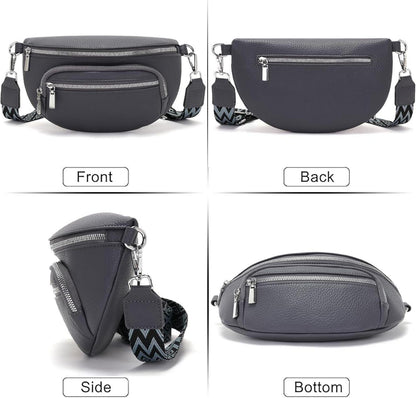 Kleine Bauchtasche Damen Schwarz Vegan Leder Umhängetasche Crossbody