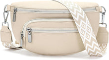 Kleine Bauchtasche Damen Beige Vegan Leder Crossbody Bag