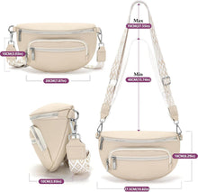 Kleine Bauchtasche Damen Beige Vegan Leder Crossbody Bag