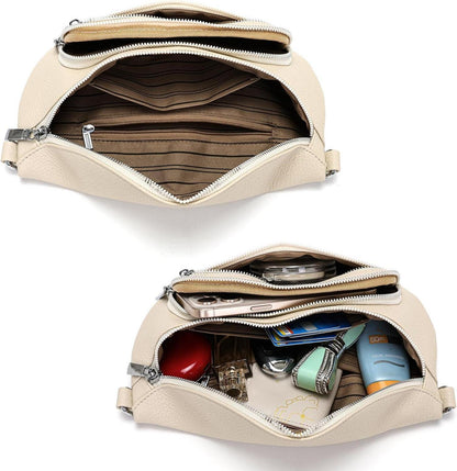 Damen Bauchtasche Umhängetasche Crossbody Bag Veganes Leder