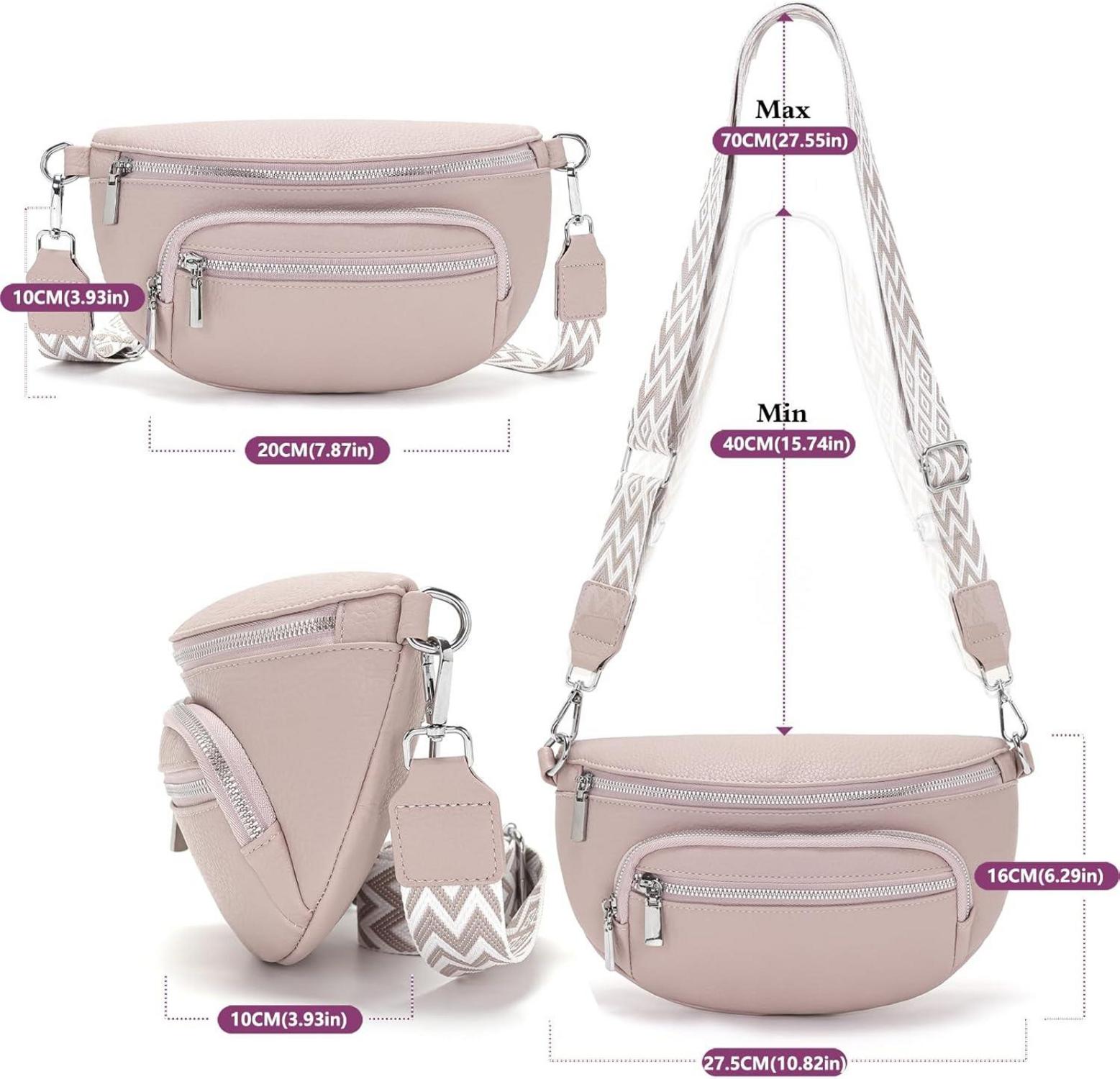 Kleine Damen Umhängetasche Beige Vegan Leder Crossbody Bag