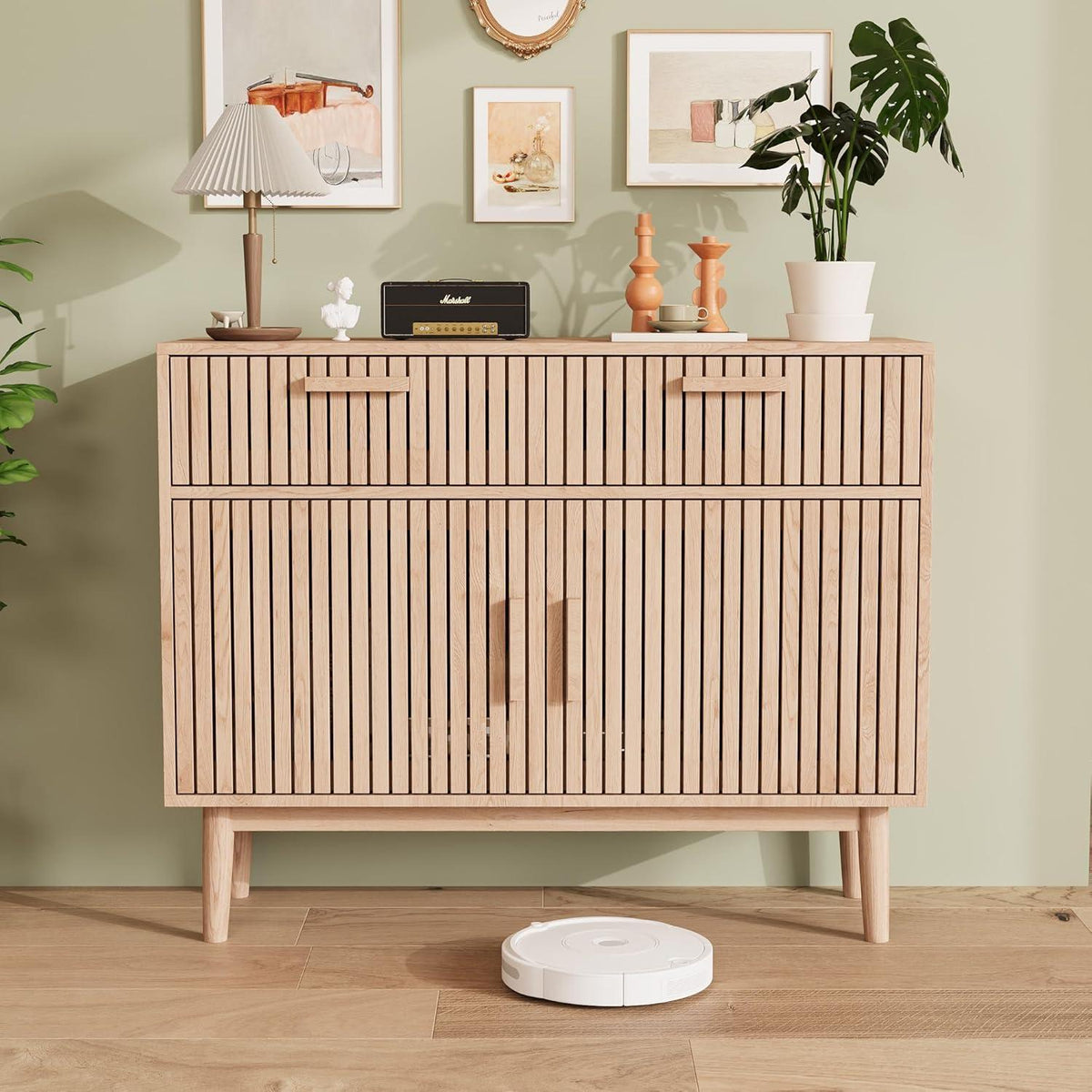 Holz Sideboard mit 2 Schubladen & 2 Türen – Küchenschrank & Anrichte