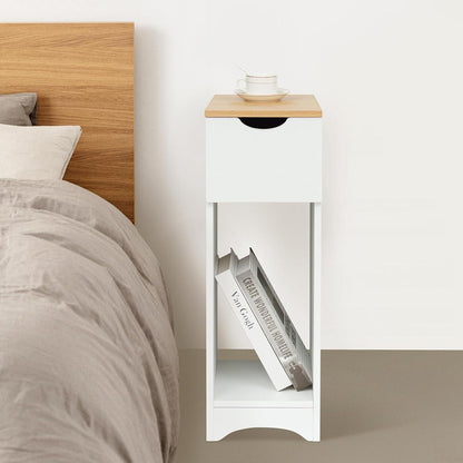 Weißer Nachttisch mit Schublade für Boxspringbett 20x35x60cm