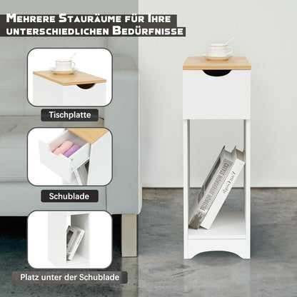 Weißer Nachttisch Boxspringbett mit Schublade 20x35x60 cm