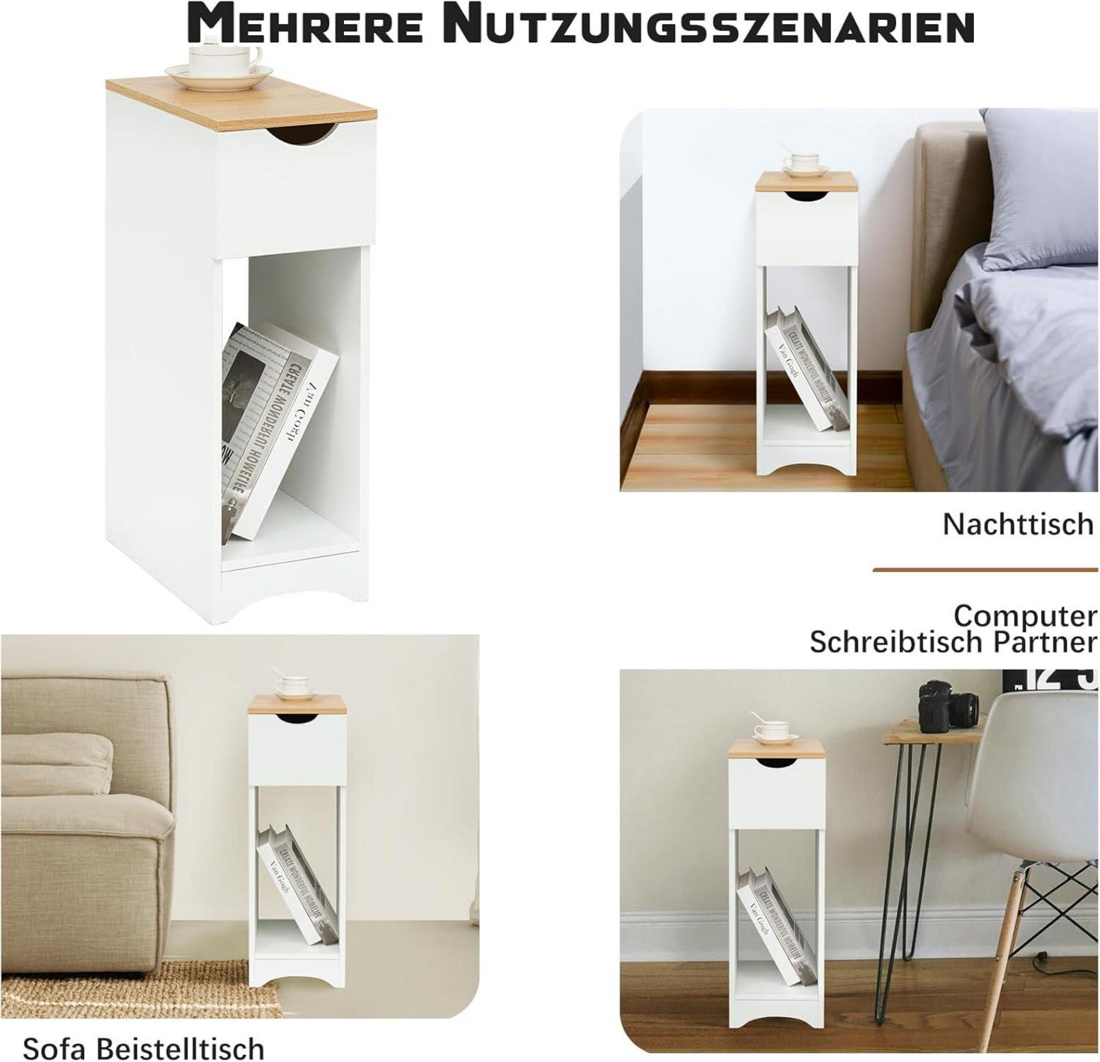 Weißer Nachttisch Boxspringbett mit Schublade 20x35x60 cm