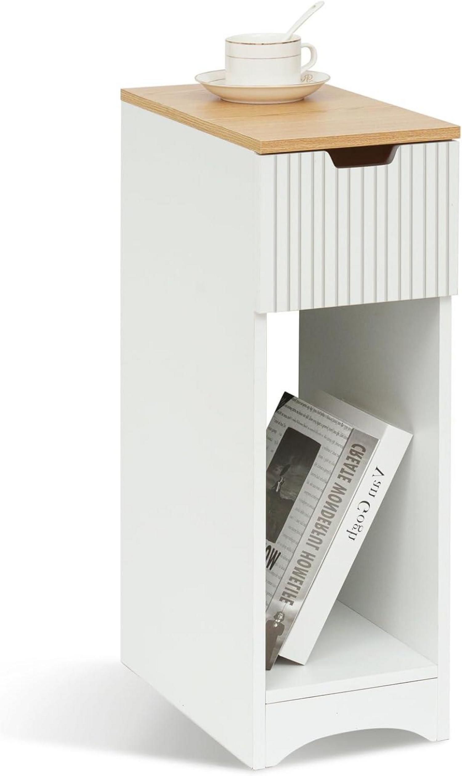 Weißer Nachttisch mit Schublade für Boxspringbett