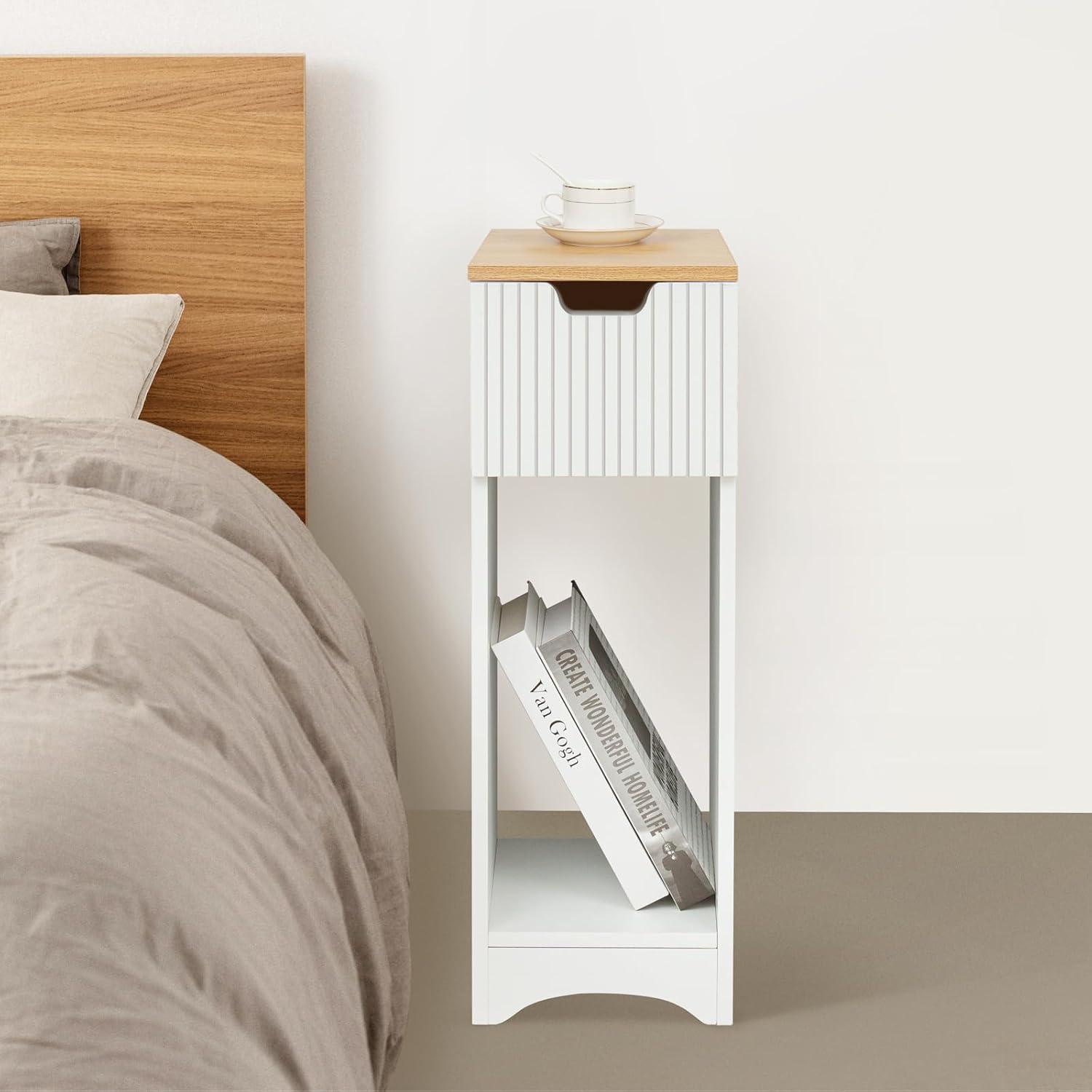Weißer Nachttisch mit Schublade für Schlafzimmer und