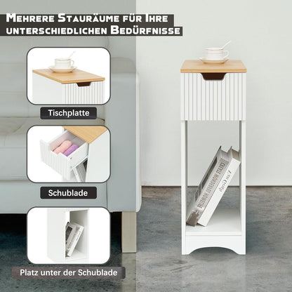 Weißer Nachttisch mit Schublade für Boxspringbett 20x35x60cm