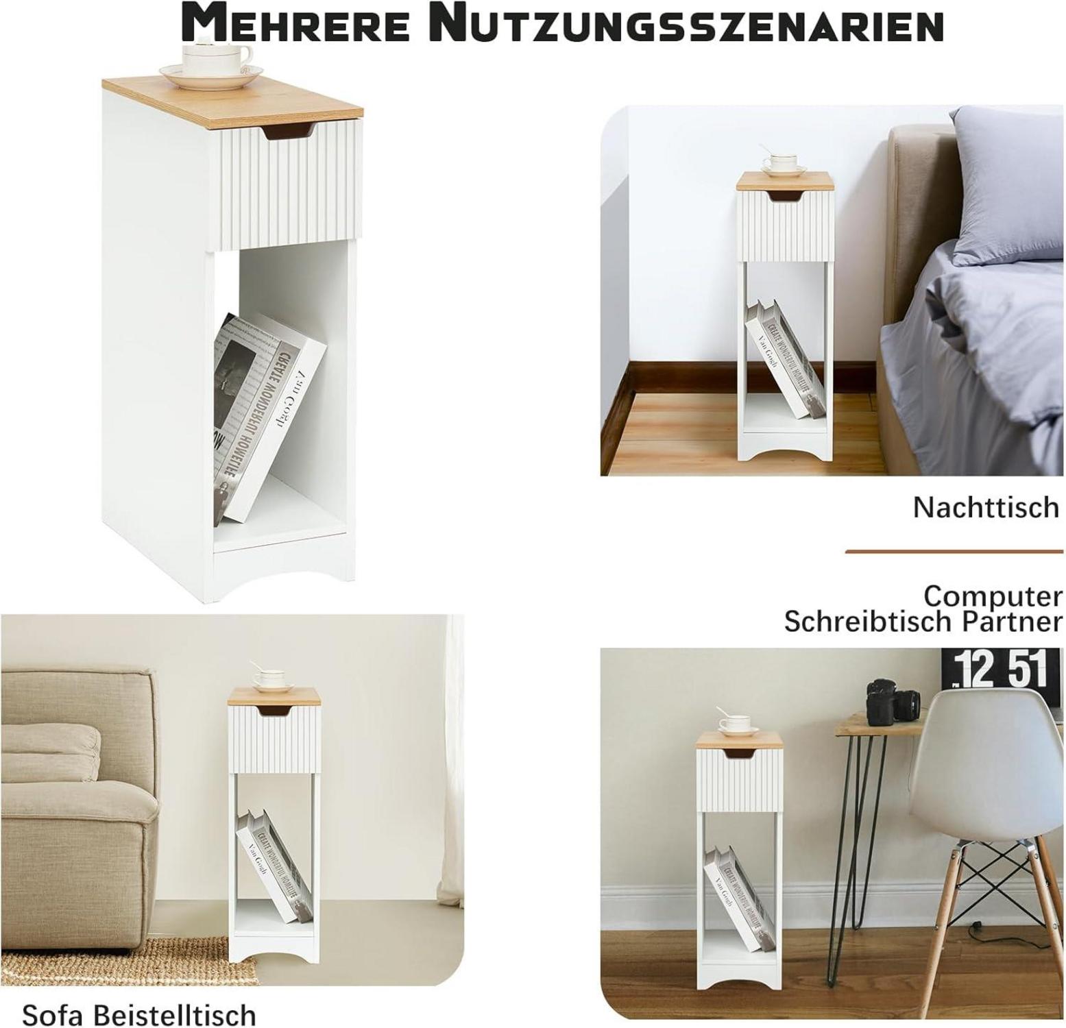 Weißer Nachttisch mit Schublade für Boxspringbett 20x35x60cm