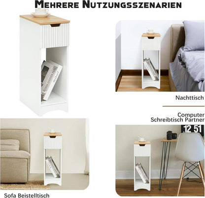 Weißer Nachttisch mit Schublade für Boxspringbett 20x35x60cm