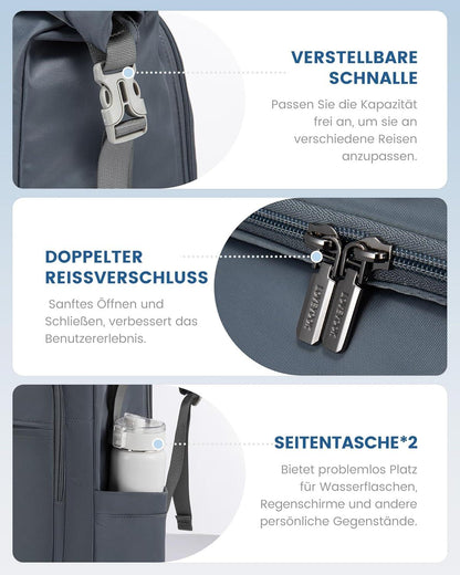 Rolltop Rucksack Damen Herren Wasserdicht 17 Zoll Laptop Backpack Grau