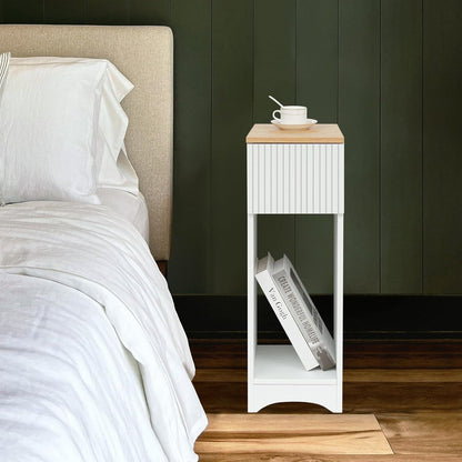 Weißer Nachttisch für Boxspringbett mit Schublade 20x35x60cm