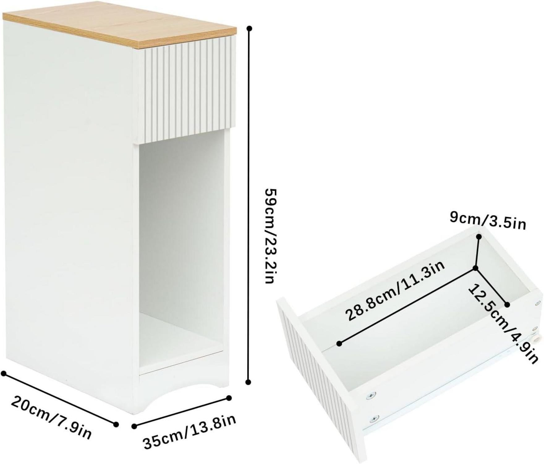 Weißer Nachttisch mit Schublade für Boxspringbett 20x35x60cm