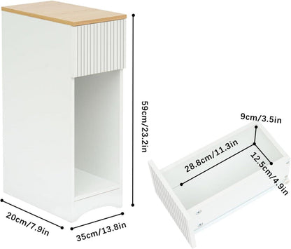 Weißer Nachttisch mit Schublade für Boxspringbett 20x35x60cm