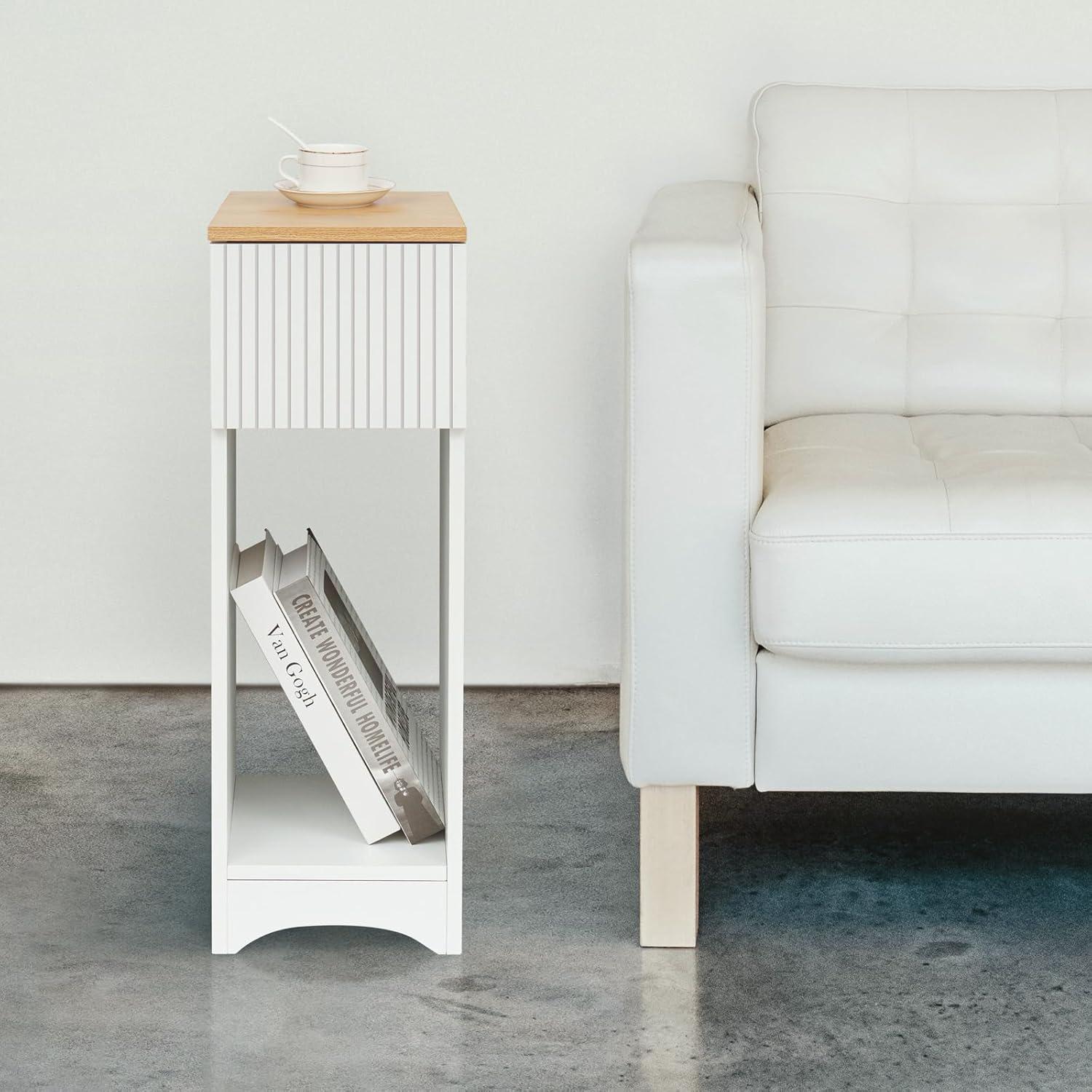 Weißer Nachttisch Boxspringbett mit Schublade 20x35x60cm
