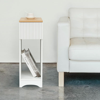 Weißer Nachttisch Boxspringbett mit Schublade 20x35x60cm
