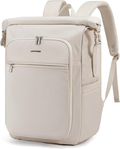 Wasserdichter Rolltop Rucksack mit Laptopfach 17 Zoll - Beige