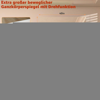 Ganzkörperspiegel 170x100cm, 360° Drehbar, Rollbar & Gehärtet
