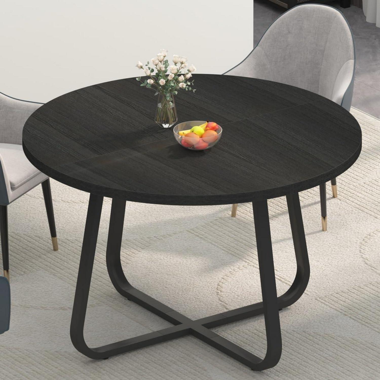 Moderner runder Esstisch Schwarz Eiche 130x75 cm Eiche