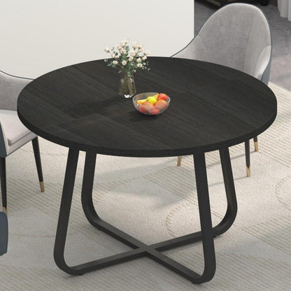 Moderner runder Esstisch Schwarz Eiche 130x75 cm Eiche