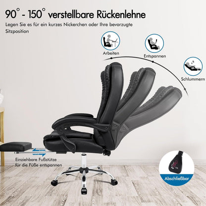 Ergonomischer Bürostuhl mit Wärmemassagefunktion und Leinenstoff