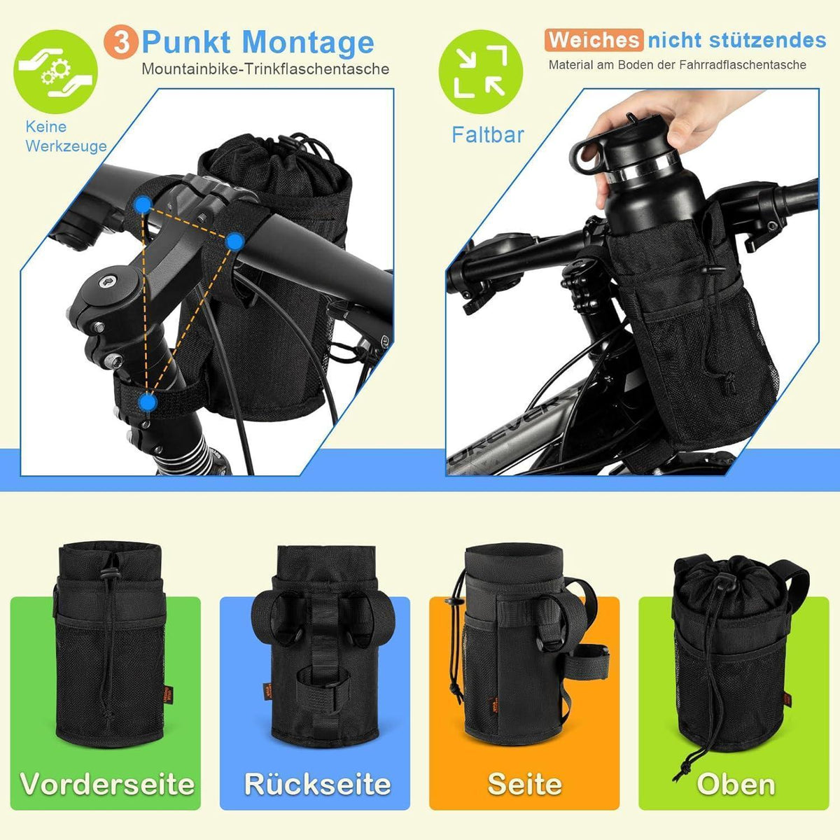 Fahrrad Getränkehalter 12-24oz, Ohne Schrauben, Universal