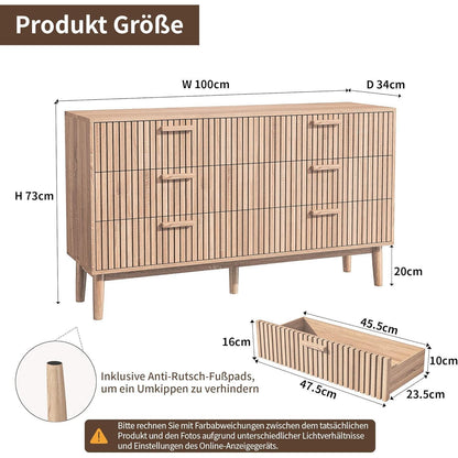 Kommode mit 6 Schubladen – Holzschrank für Schlafzimmer & Wohnzimmer