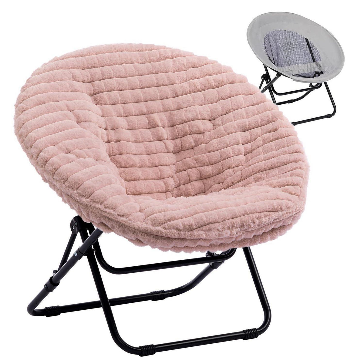 Klappsessel Rund Plüsch Rosa – Bequemer Relaxsessel für Wohnzimmer