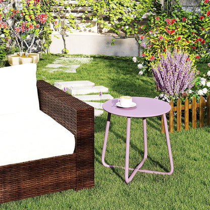 Gartentisch Wetterfest Metall Outdoor Beistelltisch Rund Patio Terrasse Wohnzimmer