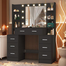 Schminktisch LED-Beleuchtung 7 Schubladen 8 Fächer 110x40x140 cm