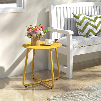 Beistelltisch Outdoor Metall Rund Gartentisch Klein Gelb