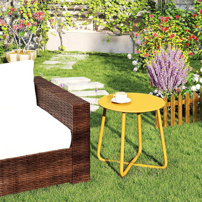 Beistelltisch Outdoor Balkontisch Klein Gartentisch Rund Metall Wetterfest