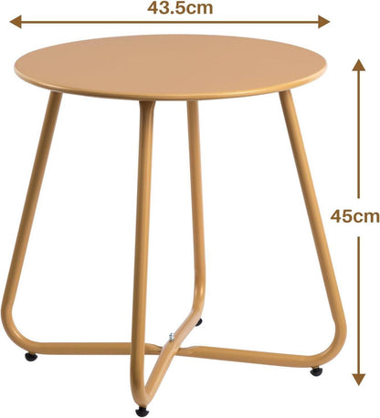 Terrassen-Beistelltisch Metall Rund Gold 43x43cm