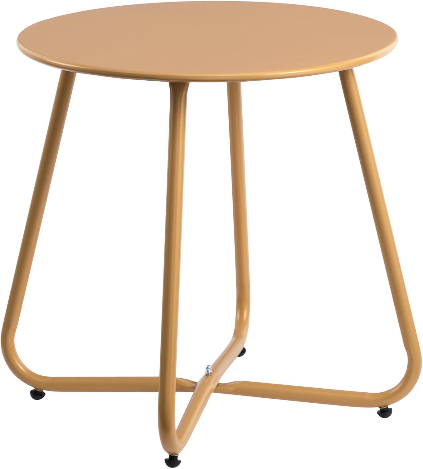 Beistelltisch Outdoor Balkontisch Rund Gold H43 cm T43 cm