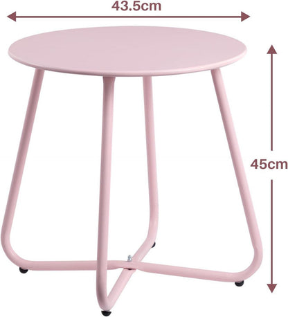 Beistelltisch Outdoor Balkontisch Runder Gartentisch Metalltisch Rosa