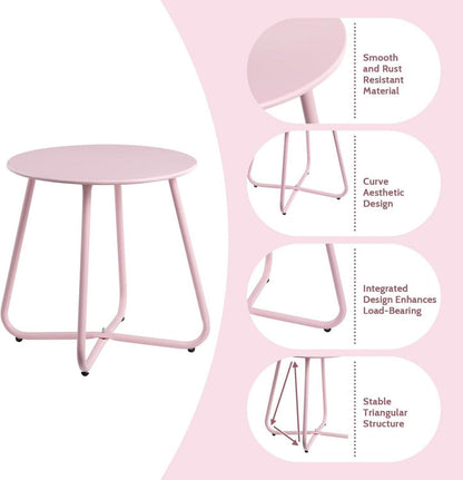 Runder Beistelltisch Outdoor Gartentisch Balkontisch Metall Rosa