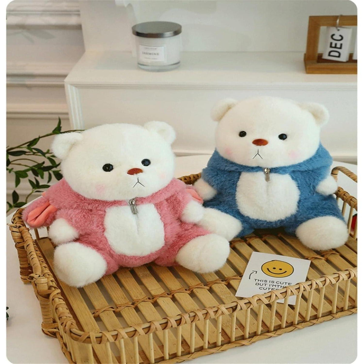 Teddybär mit Kapuze, 35 cm Blau – Weiches Kuscheltier für Kinder